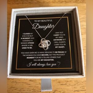 Daughter Knot Pendant Necklace with Clear Stone